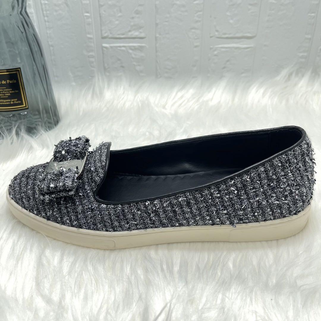 【Salvatore Ferragamo】 ラメパンプス リボン スリッポン 画像5