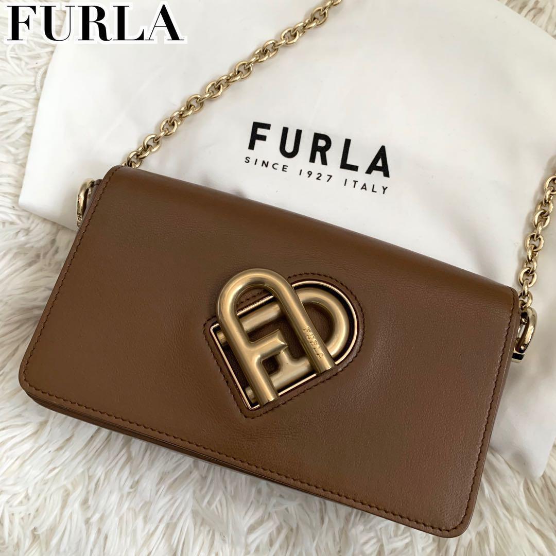 美品 現行✨フルラ ショルダーバッグ my joy ターンロック レザー 袋付き