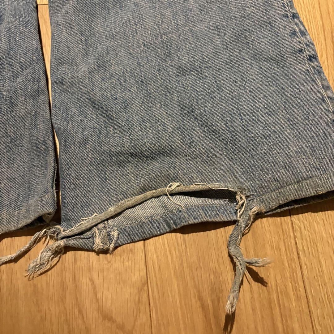 パンツ damage flare denim