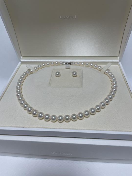 タサキ K18 8〜8.5㎜パールネックレス・ピアス セット 美品