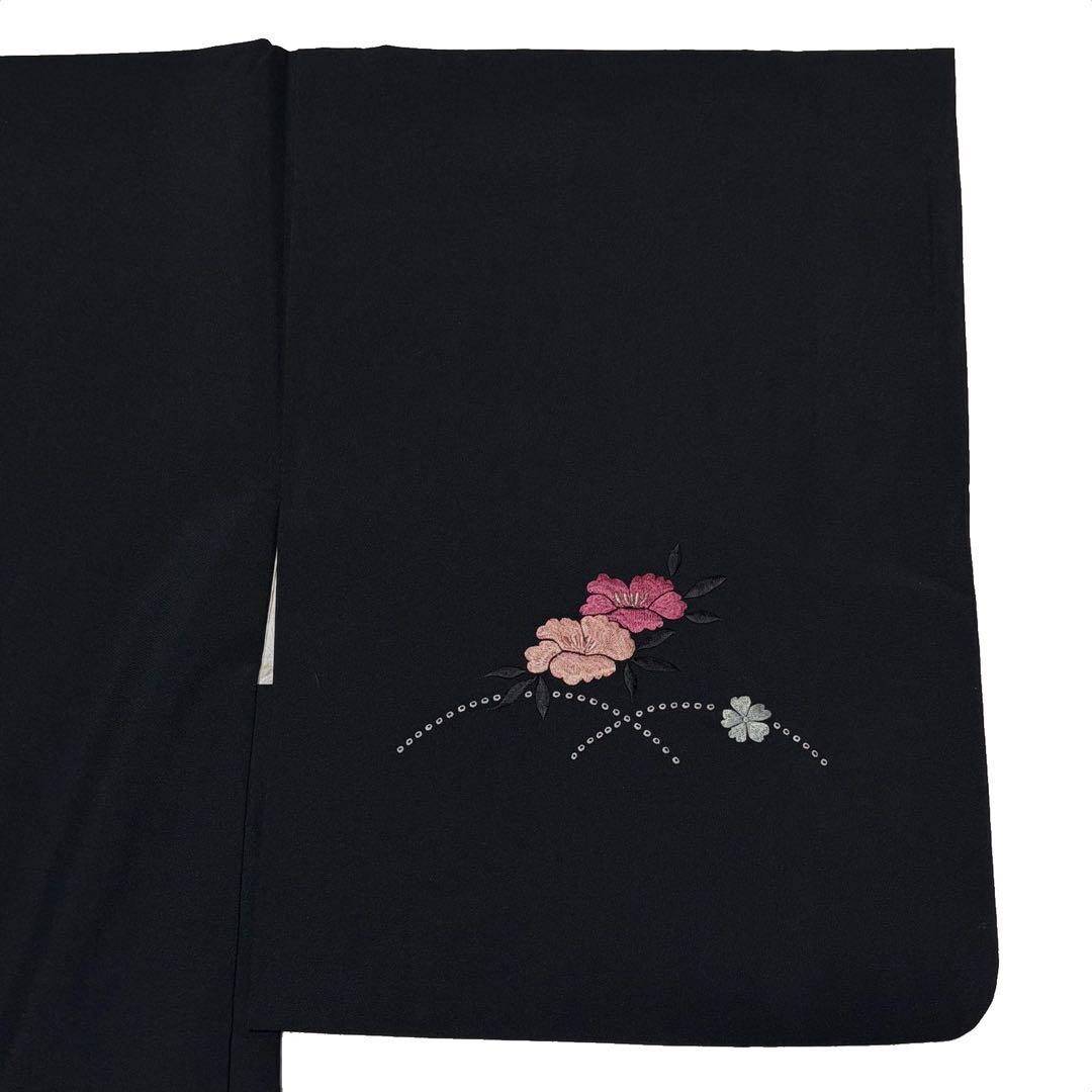 48670羽織黒ピンクラメ刺繍