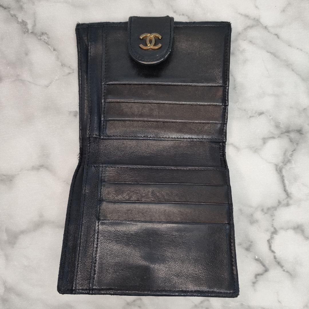 CHANEL シャネル ビコローレ ラムスキン Wホック 二つ折り 財布 レディース