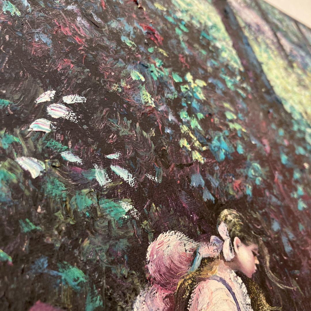 油彩 K.BEIBER  12号　水辺の少女　風景　水面　森林　自然　絵画