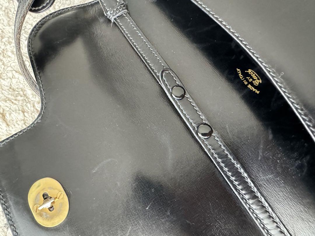 GUCCI オールドグッチ ショルダーバッグ 黒色 牛革 80'sファッション