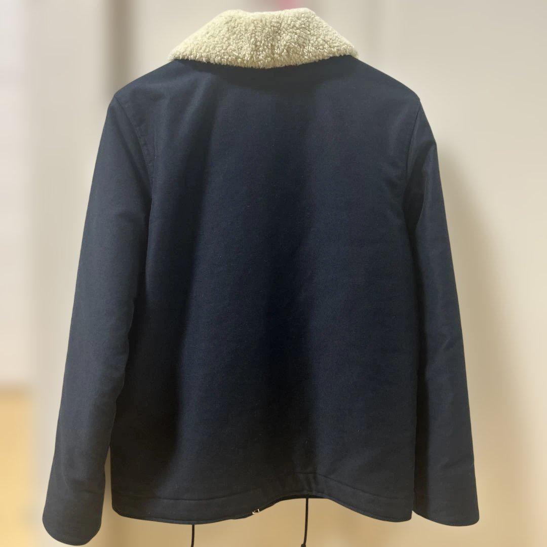 A.P.C. ネイビー ボア襟ピーコート