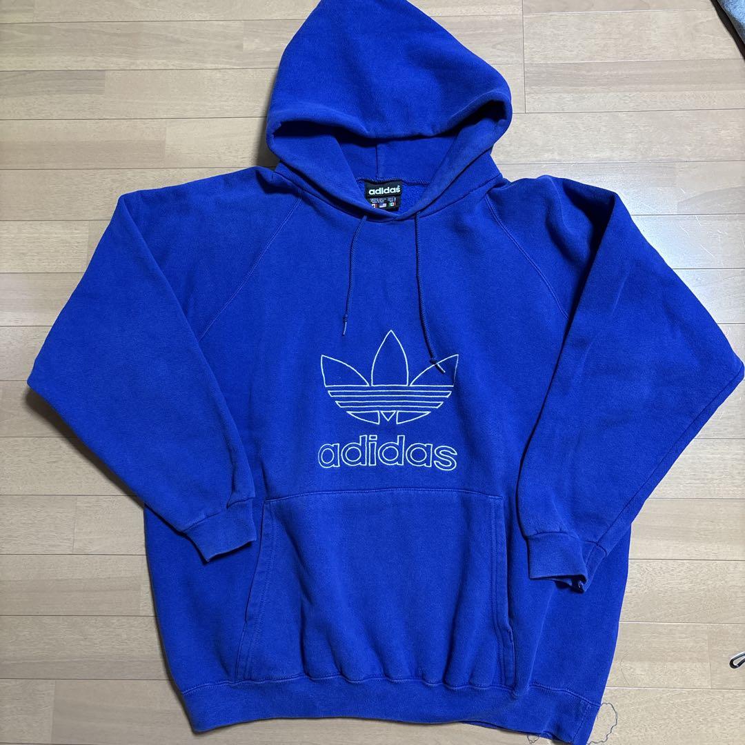 80s usa製 万国旗タグ　adidas 青 パーカー ラグラン