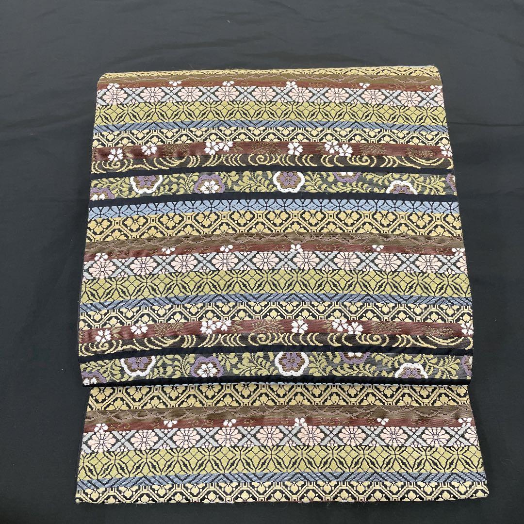 正絹 総絞りに刺繍 訪問着 唐織 横段柄 袋帯 着物帯セット