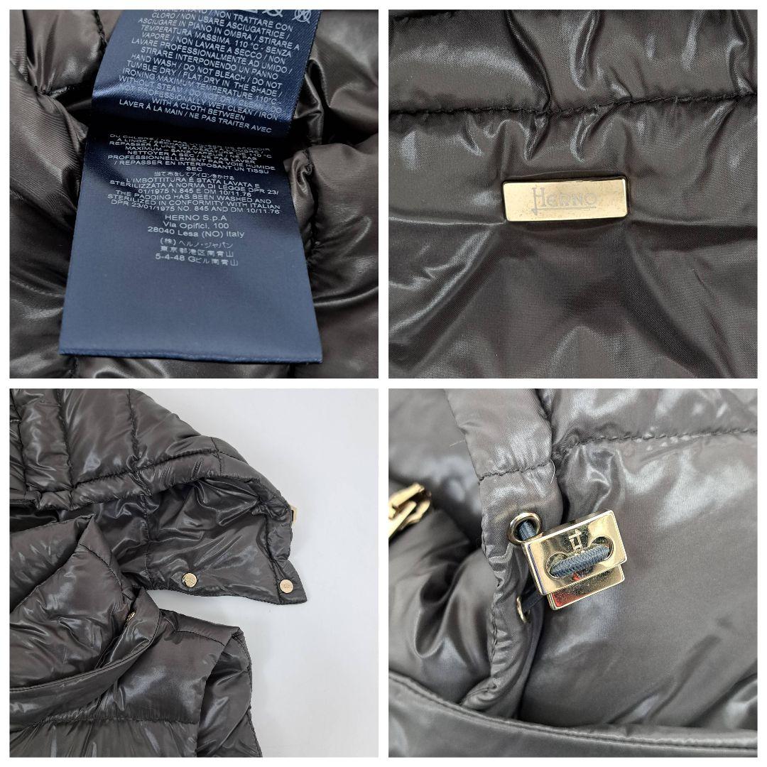美品★HERNO ダウンベスト ジレ 超軽量　ロング丈 グレー 40