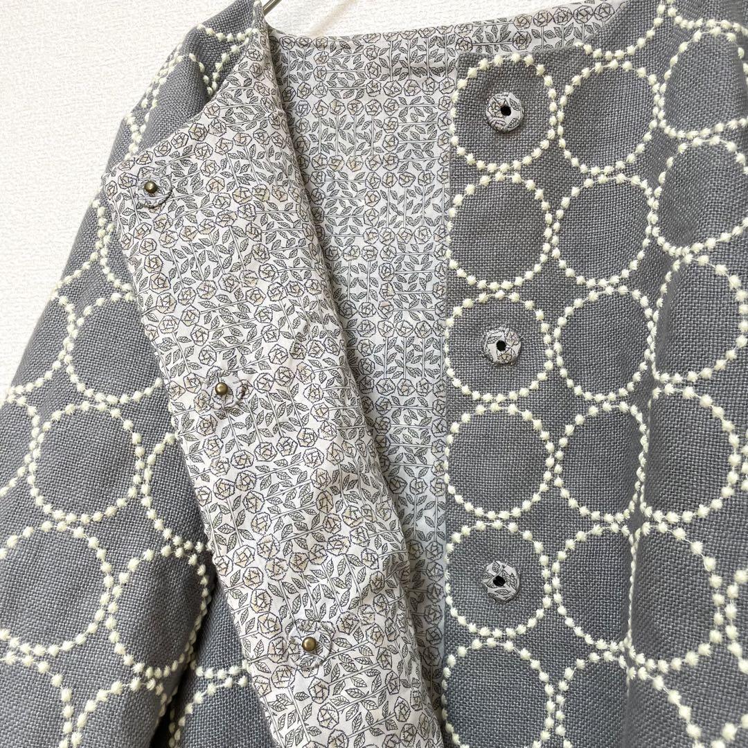 ハンドメイド◯ミナペルホネン タンバリン ノーカラージャケット | www