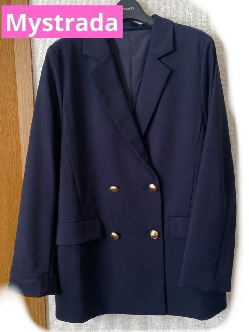 Mystrada ネイビー ダブルテーラードジャケットS タグなし