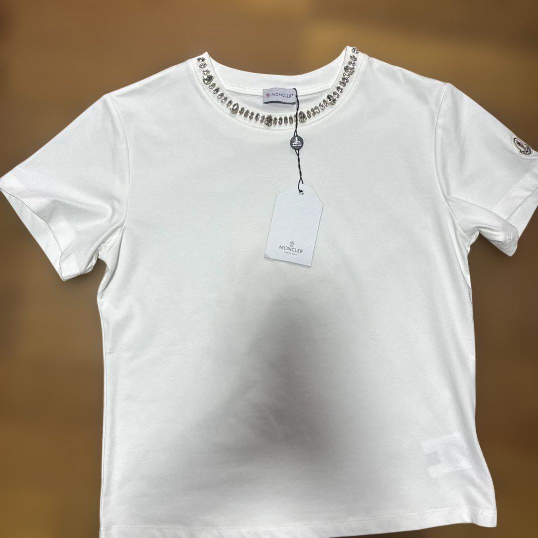 MONCLER ビジュー付きホワイトTシャツ