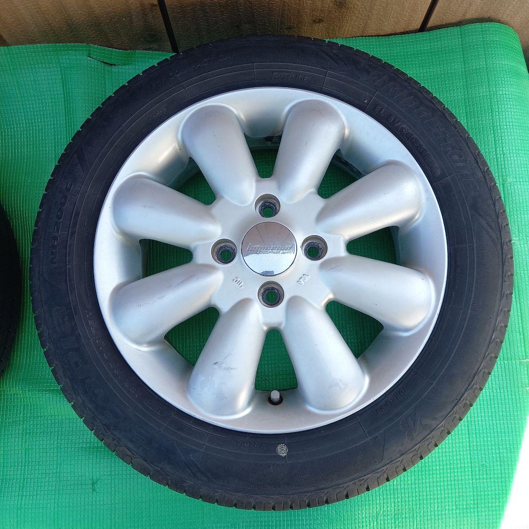 ①hyperion 14インチ アルミホイール 2本 タイヤ付155/65R14
