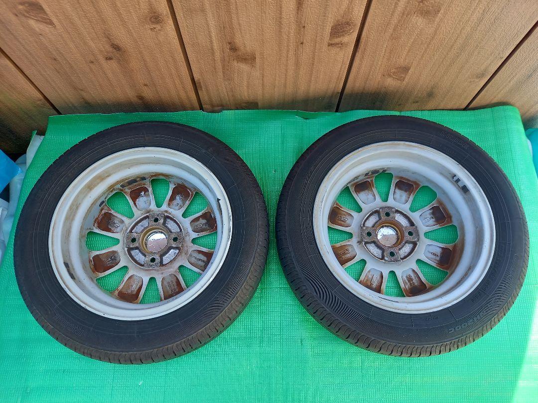 ①hyperion 14インチ アルミホイール 2本 タイヤ付155/65R14