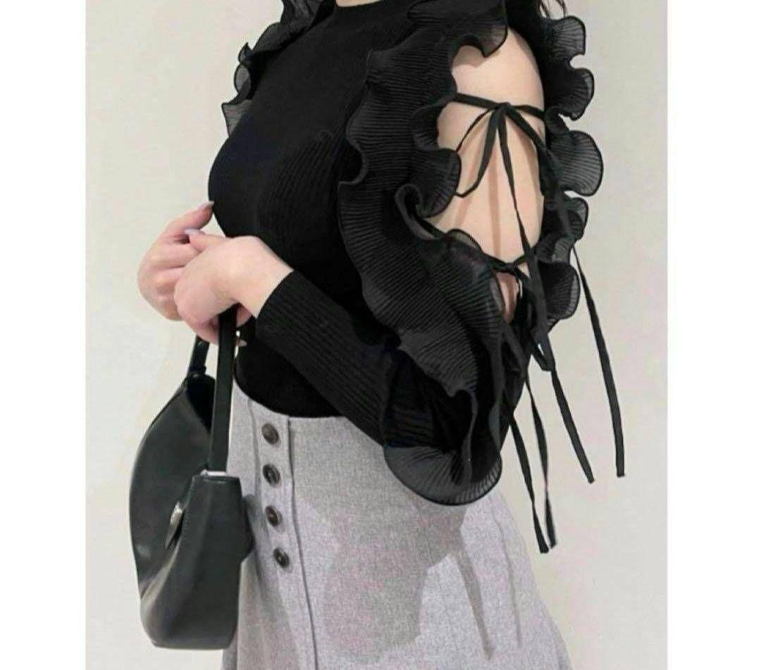 【正規品】フリルスリーブニットプルオーバー SNIDEL