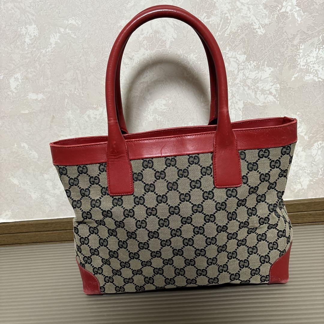 グッチ トートバッグ GGキャンバス×レザー A4収納 レッド 赤