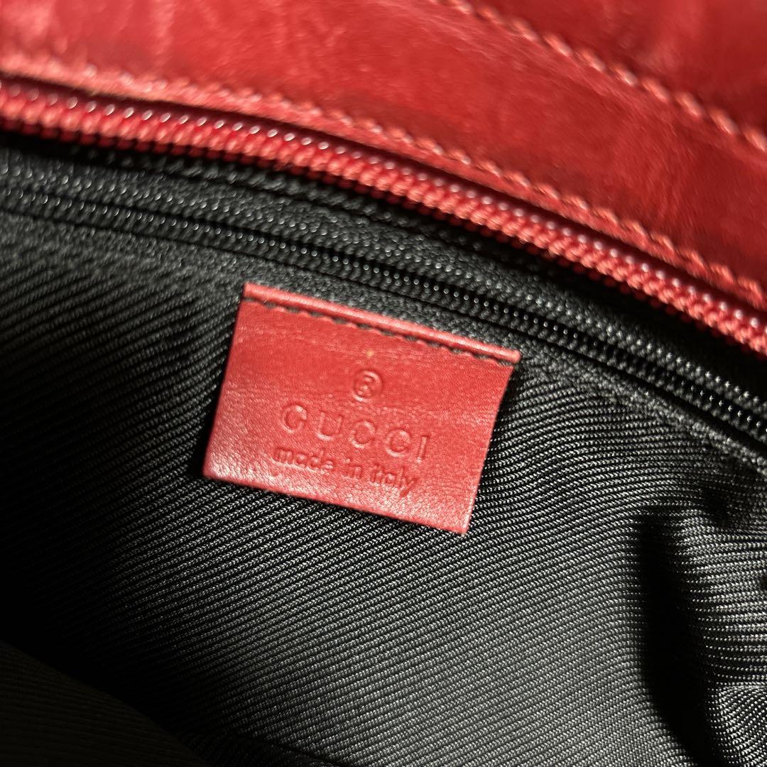 グッチ トートバッグ GGキャンバス×レザー A4収納 レッド 赤
