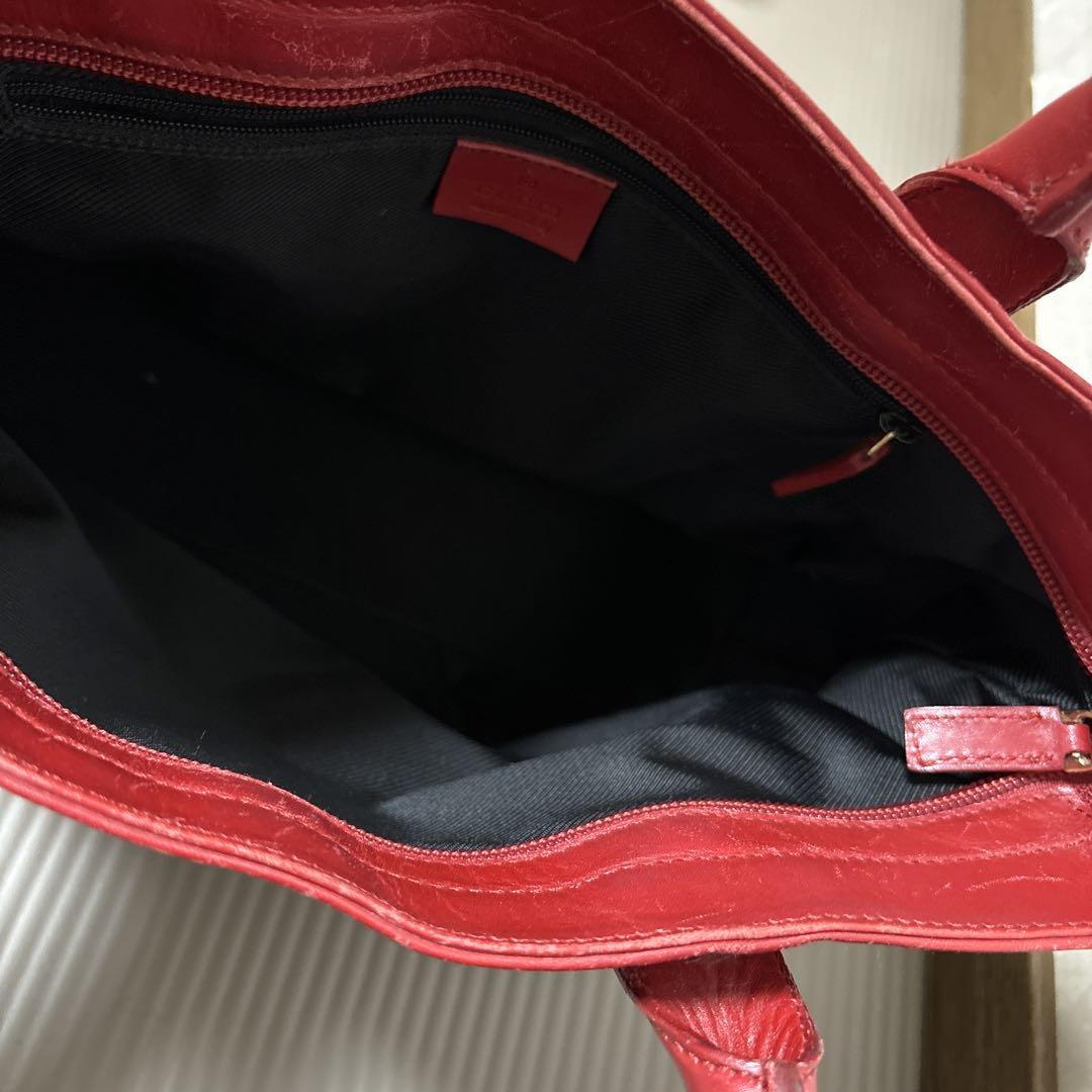 グッチ トートバッグ GGキャンバス×レザー A4収納 レッド 赤