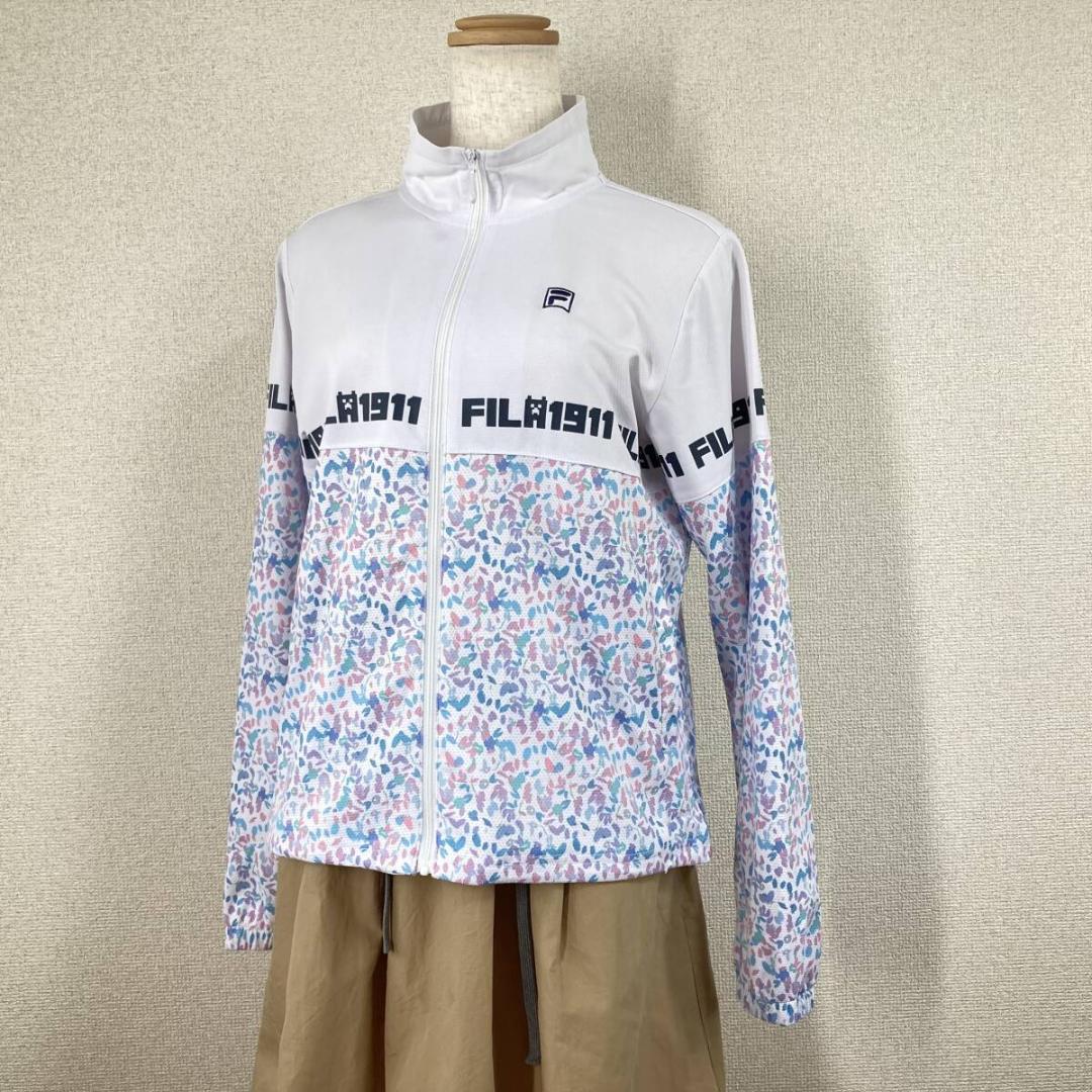 【FILA】ジャージ　ゴルフウェア　白　M　フルジップ 羽織 花柄 総柄 Y2K 6,080円