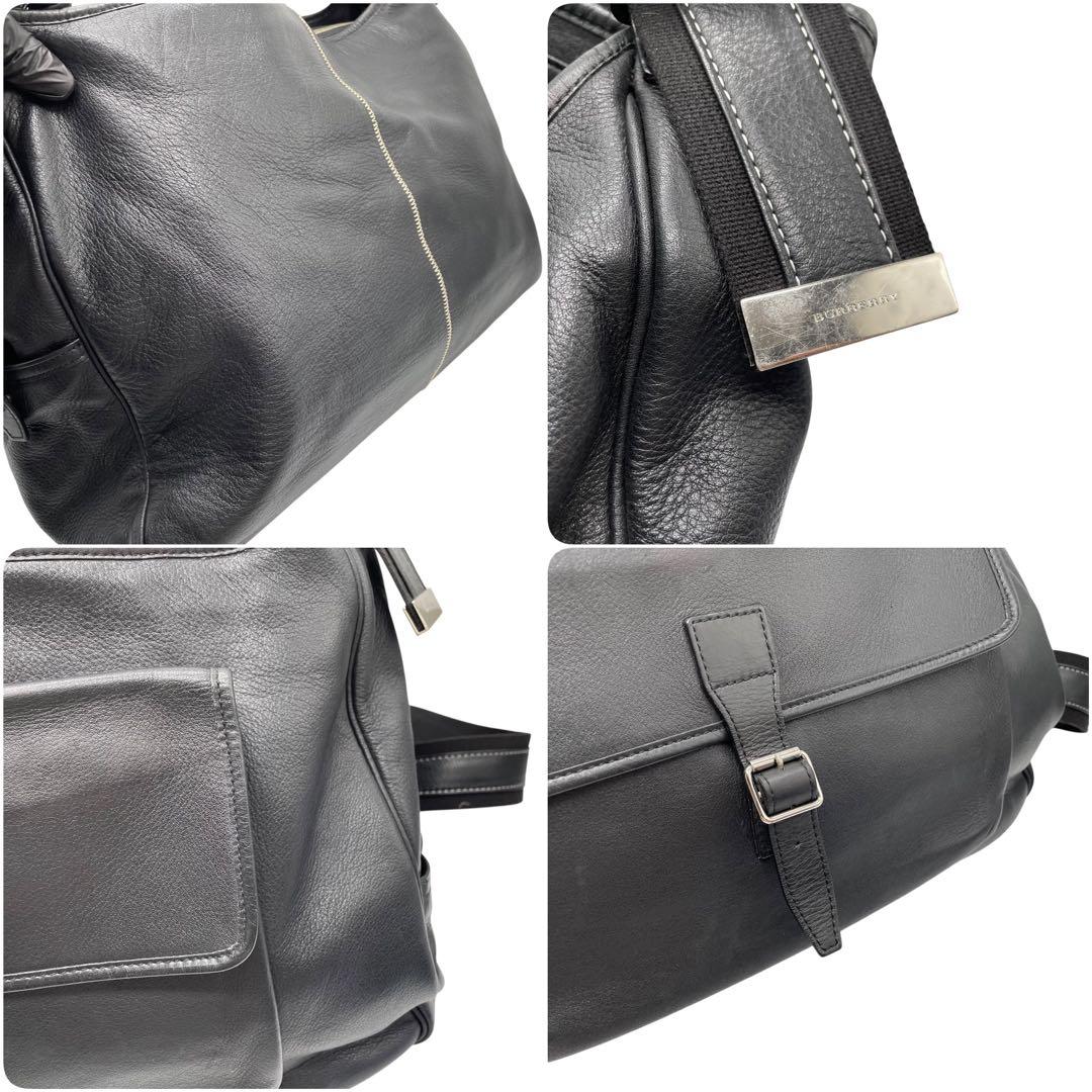 美品　BURBERRY バーバリー　ショルダーバッグ　大容量　レザー　チェック