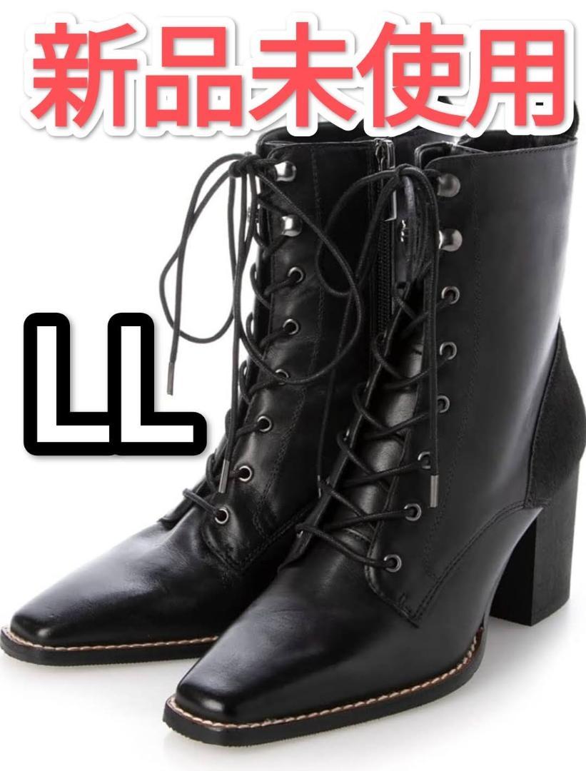 新品 EVOL×Yukko イーボル コラボ本革レースアップブーツ BL LL