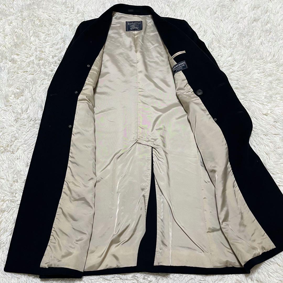 希少 Burberrys ウール カシミヤ ダブル チェスターコート ブラック