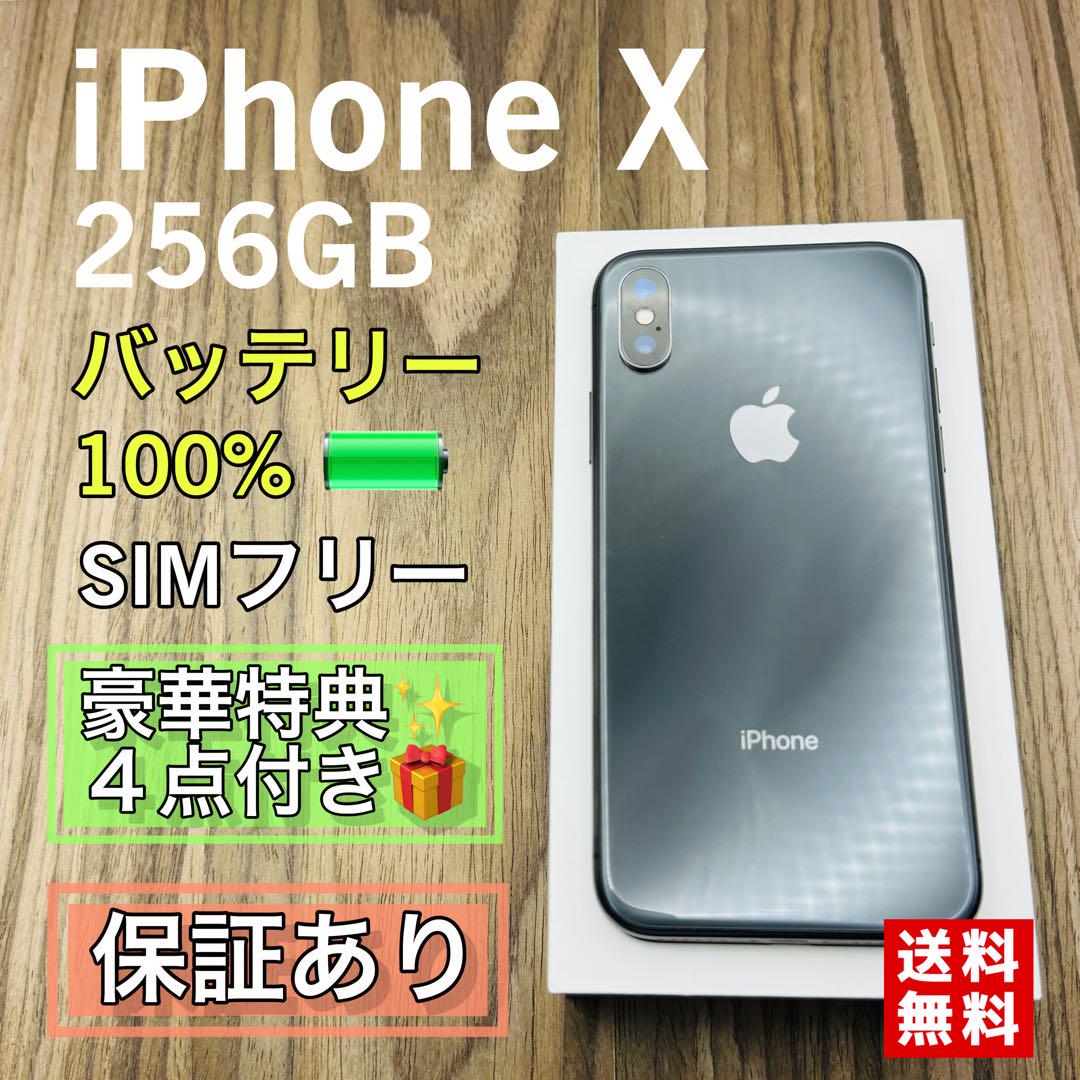 iPhoneX スペースグレイ 256GB SIMフリー 新品バッテリー　570