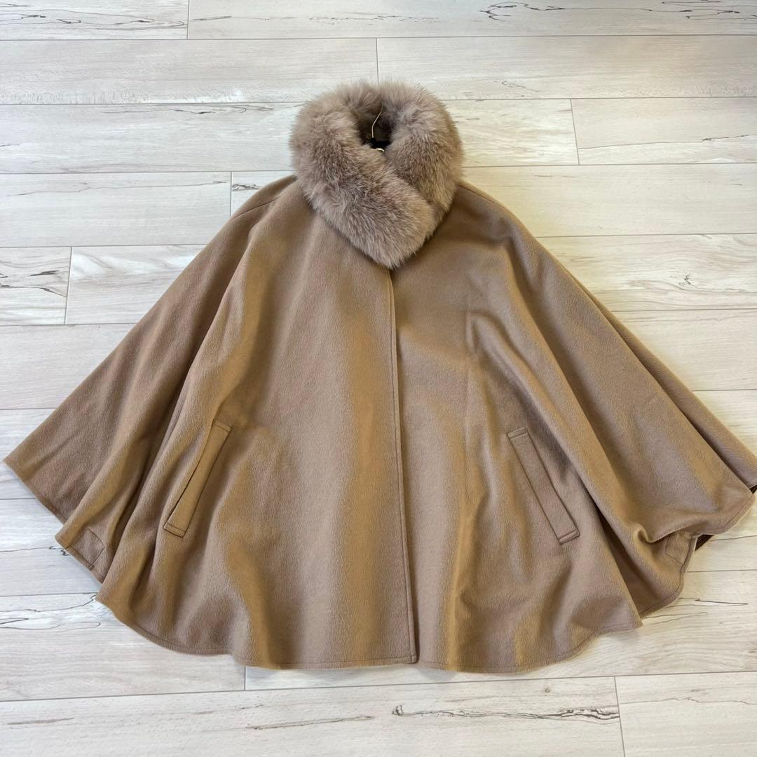 BARNEYS NEW YORK ポンチョ カシミヤ100 ブルーフォックス SIZE BARNEYS NEW YORK