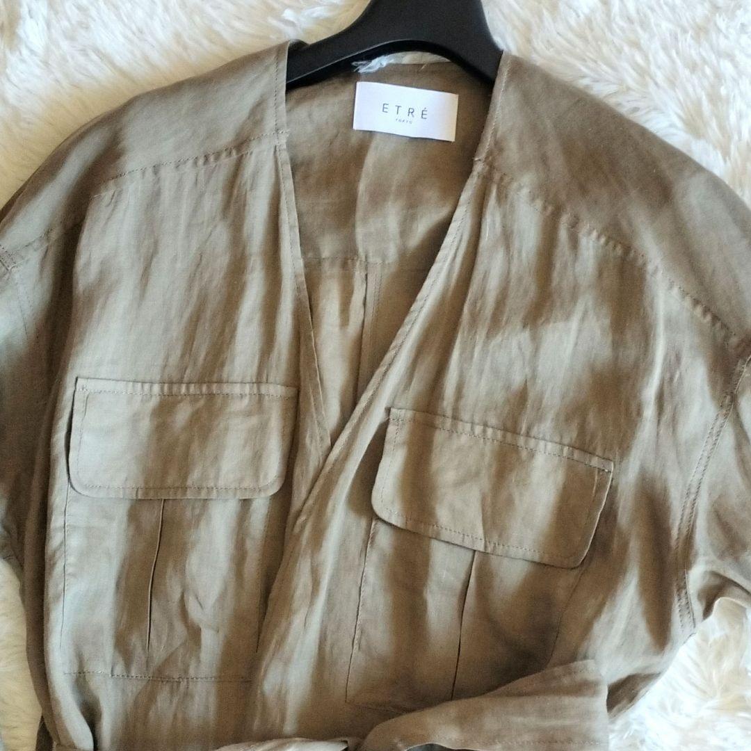 リネンカーキシアーロングコート