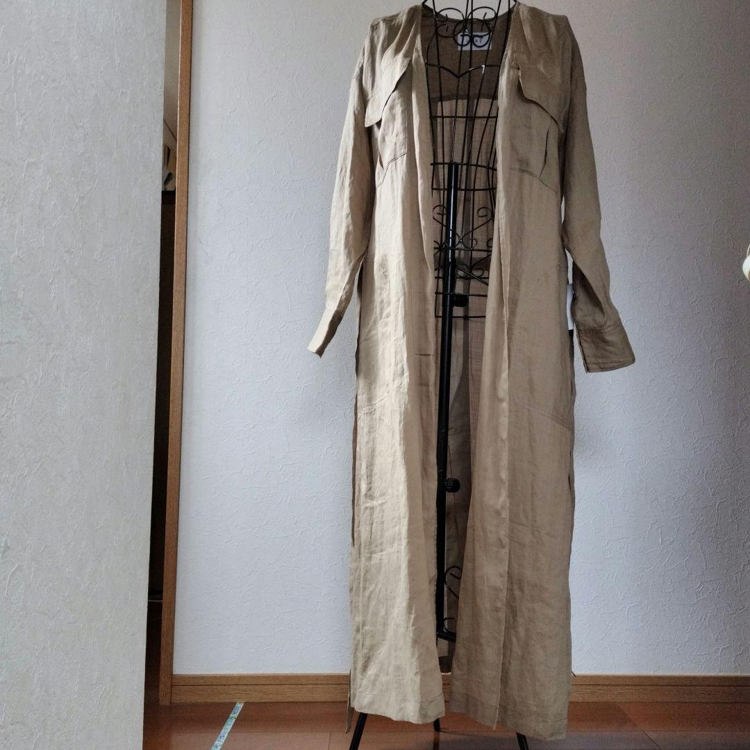 リネンカーキシアーロングコート 麻
