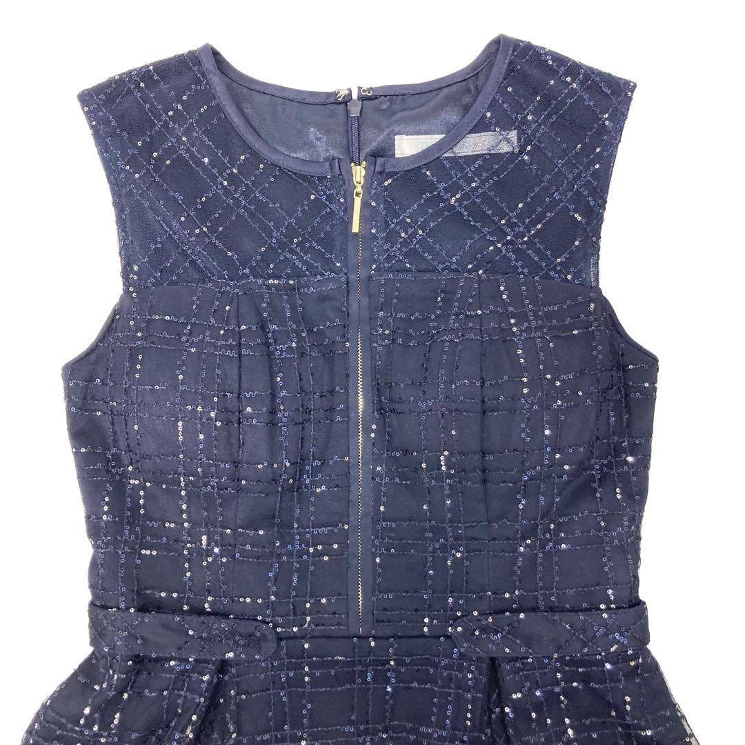 ROBE de FLEURS ローブドフルール チェック柄刺繍レースフレアドレス