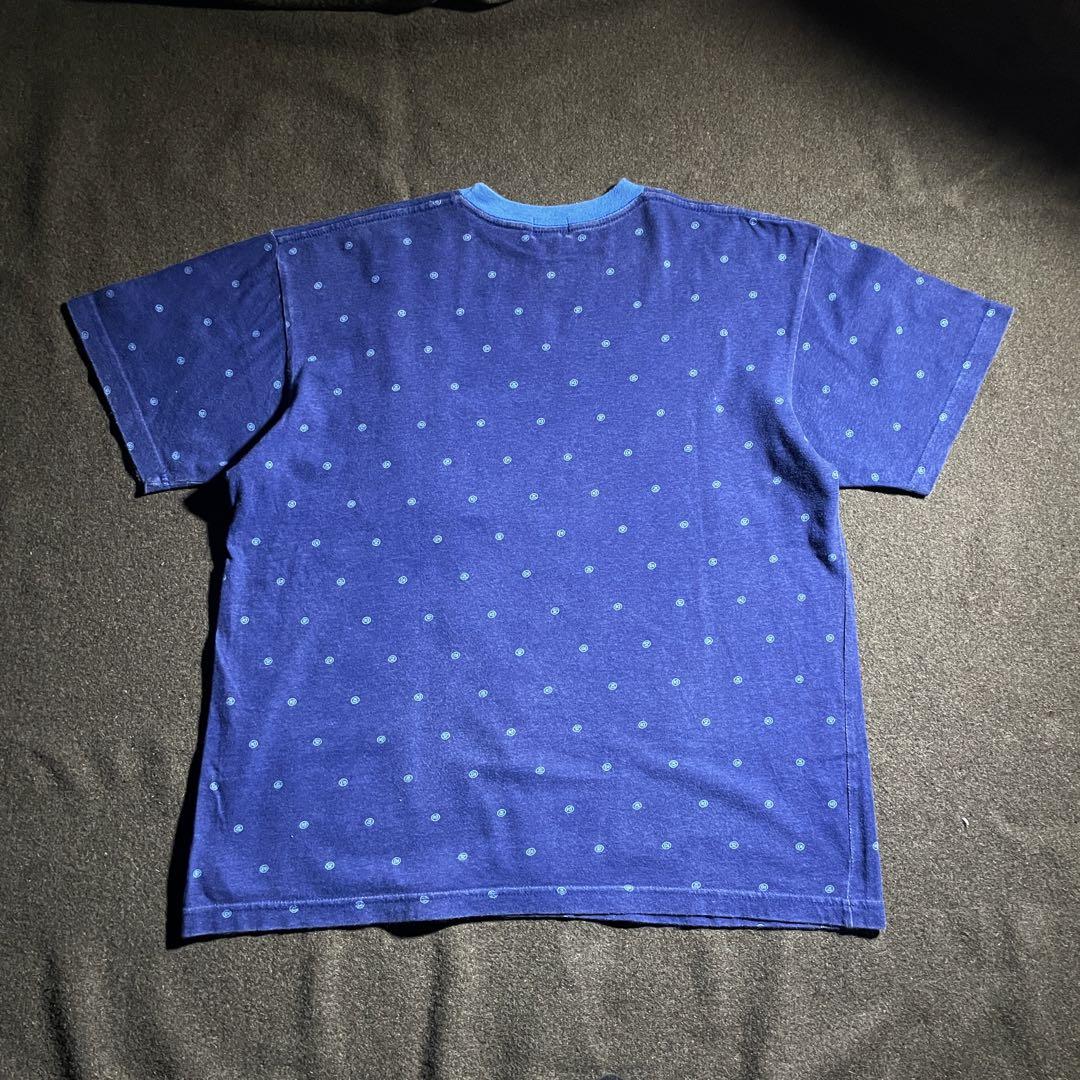 90s OLD STUSSY ドット柄　プリントTシャツ　M ネイビー