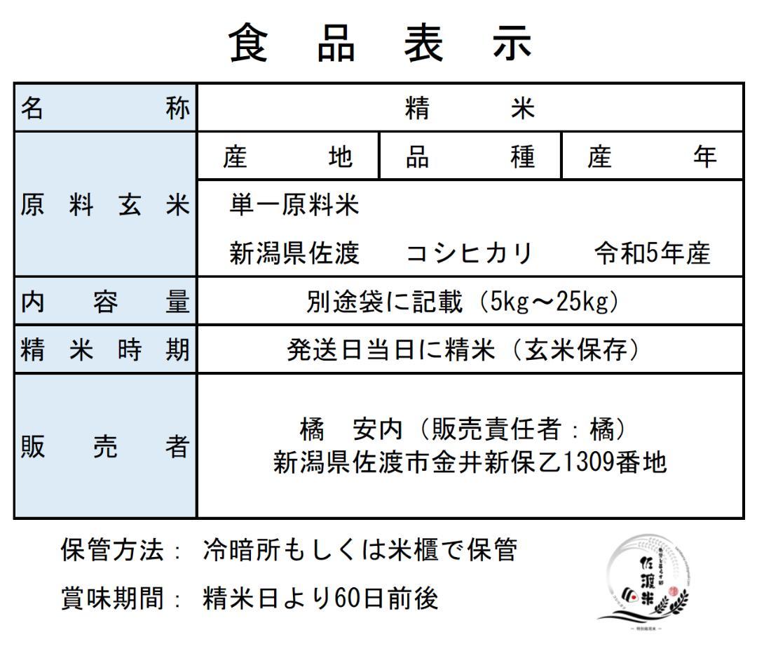 ☆極上米☆【R5年産】佐渡産コシヒカリ ー特別栽培米ー 25kg