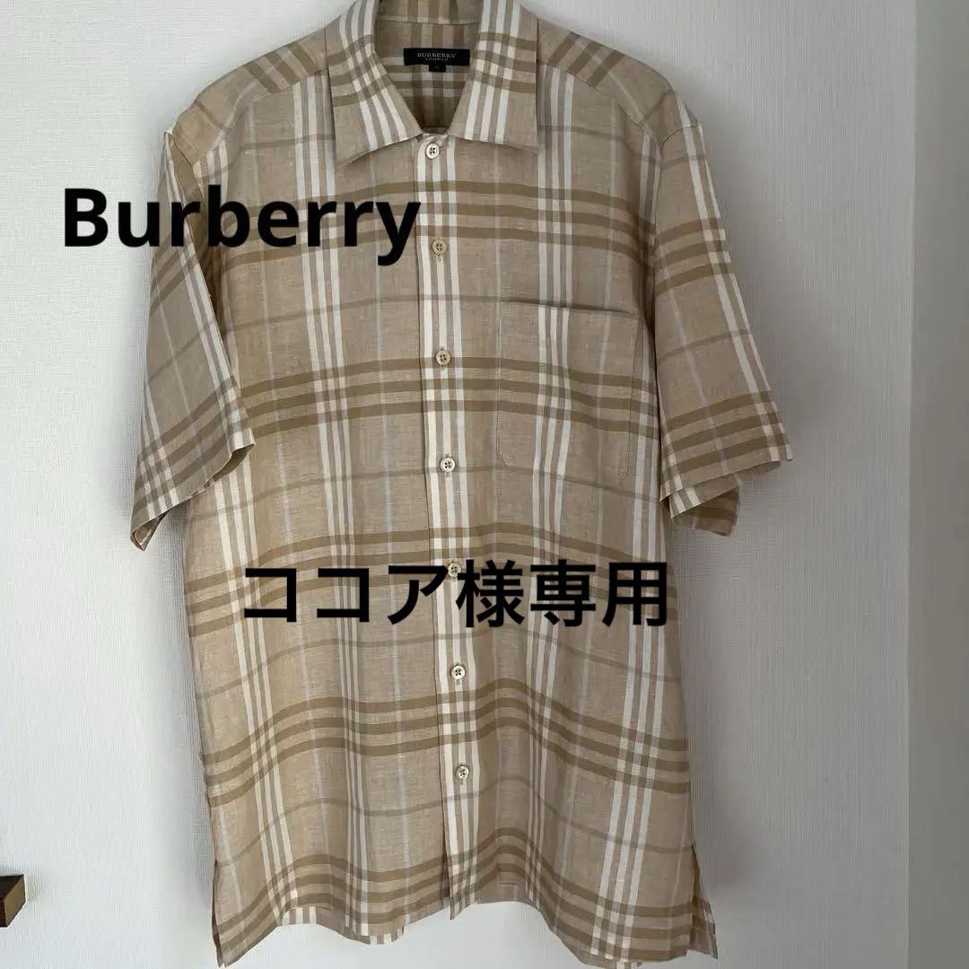 ⭐️BURBERRY 麻1000% 半袖チェックシャツ S