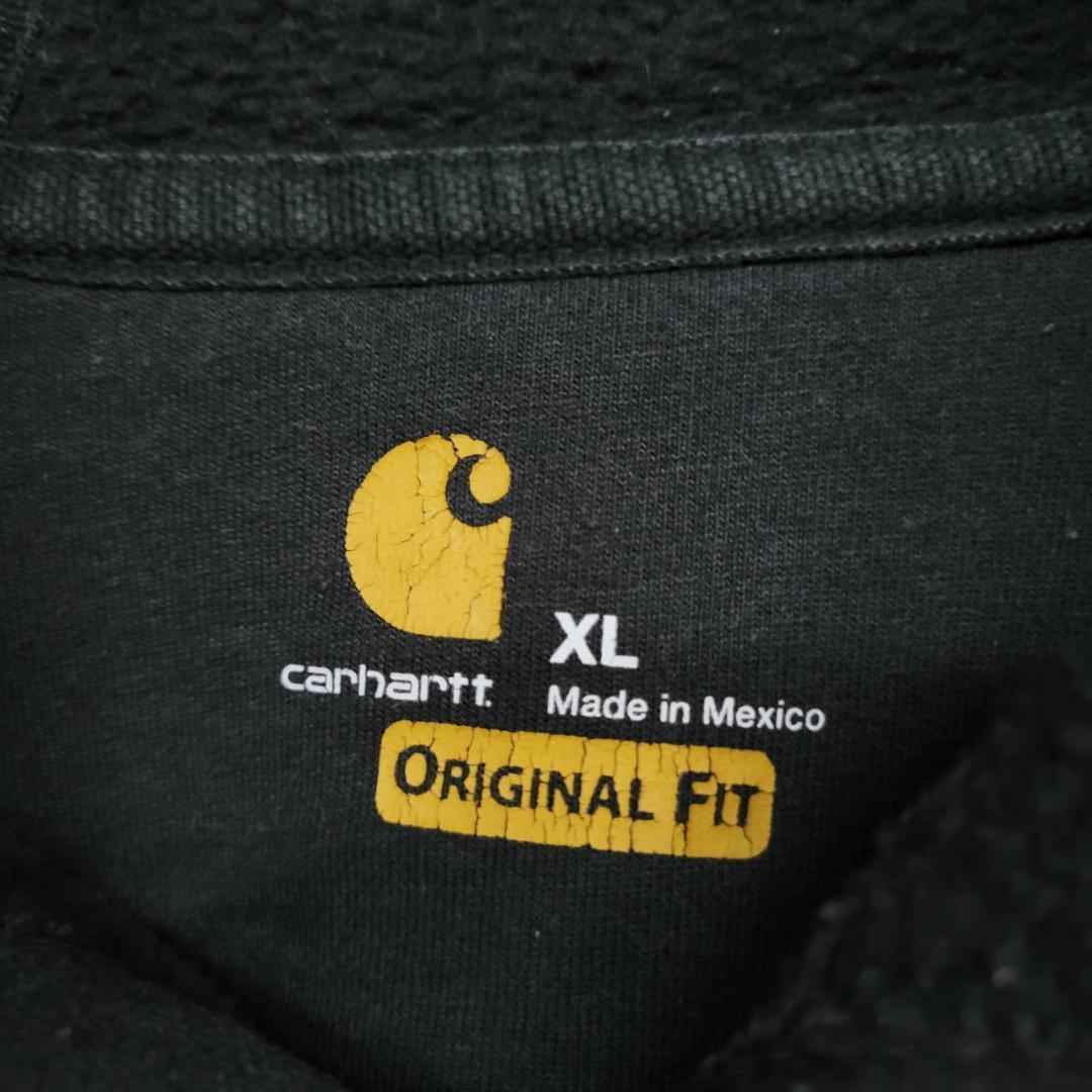 【古着】メキシコ製 カーハート パーカー 企業 刺繍ロゴ ブラック XL