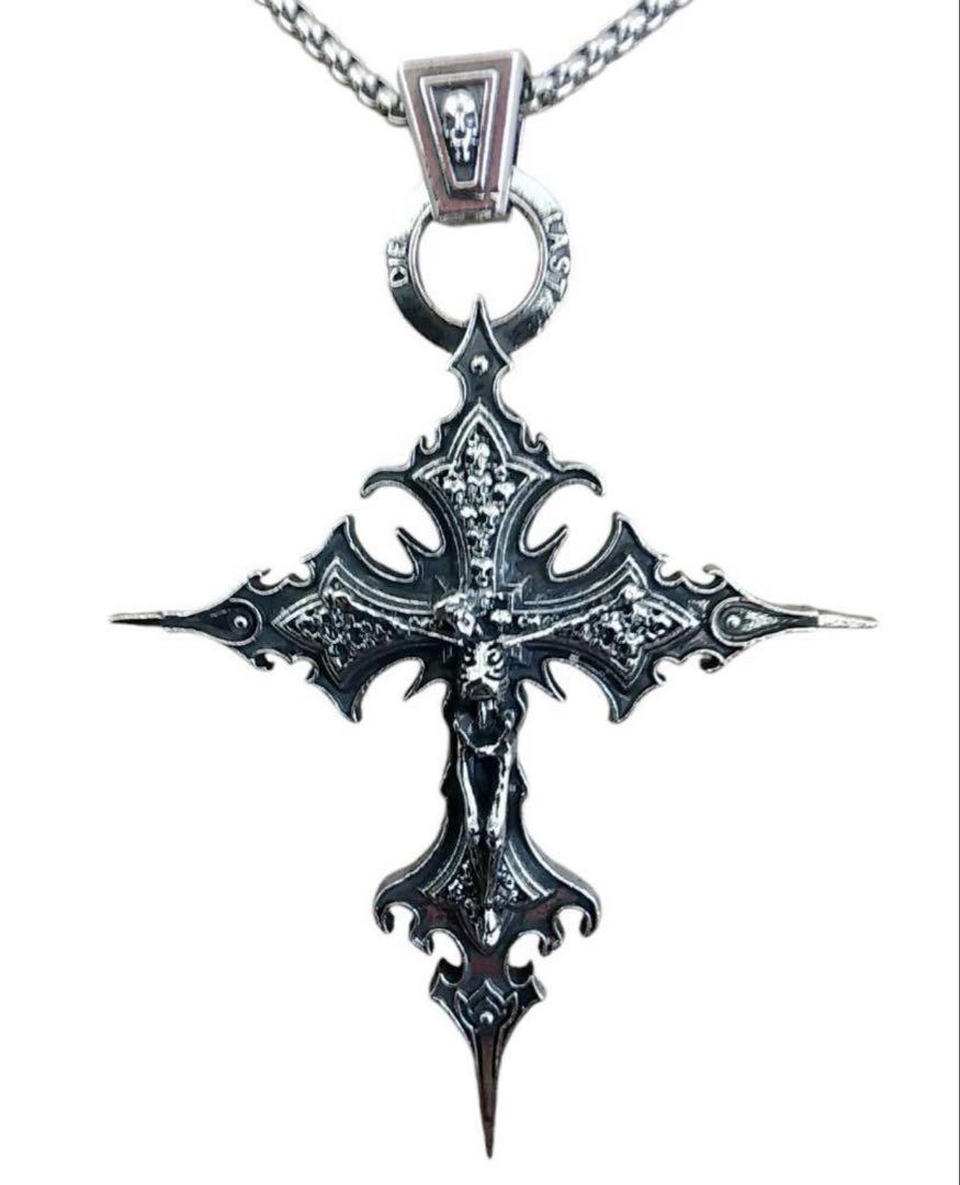 新品 メンズ ゴシックスタイル 十字架 ネックレス 約50cm