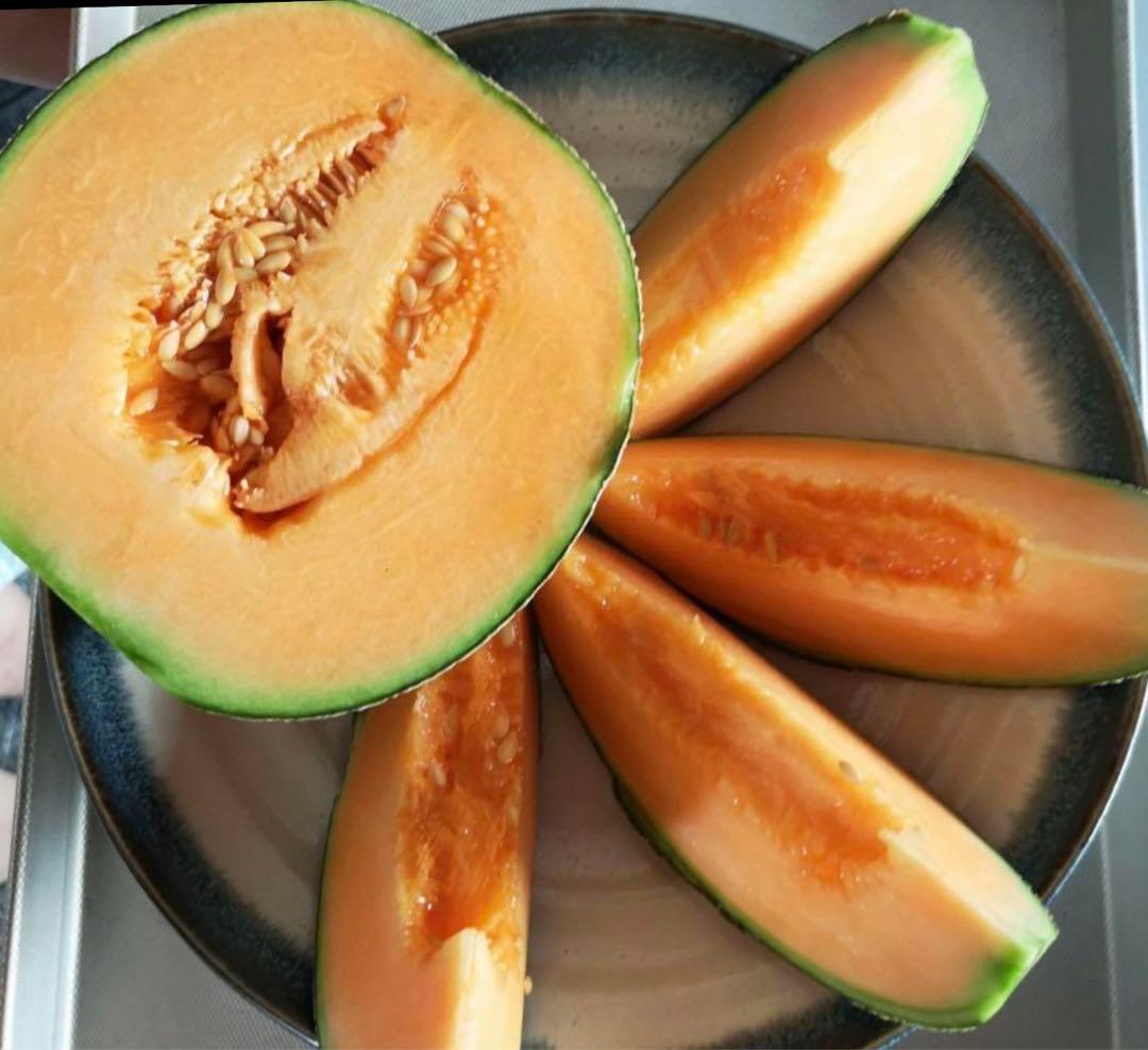 北海道富良野メロン赤肉1.4kg超✖︎2玉✖︎4箱有機肥料超減農薬限定(65）