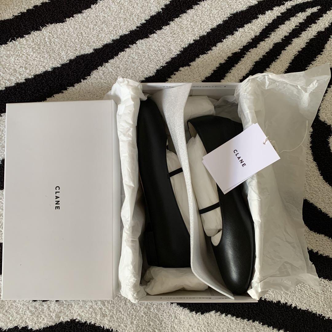 CLANE OBLIQUE TOE FLAT SHOESブラック37新品