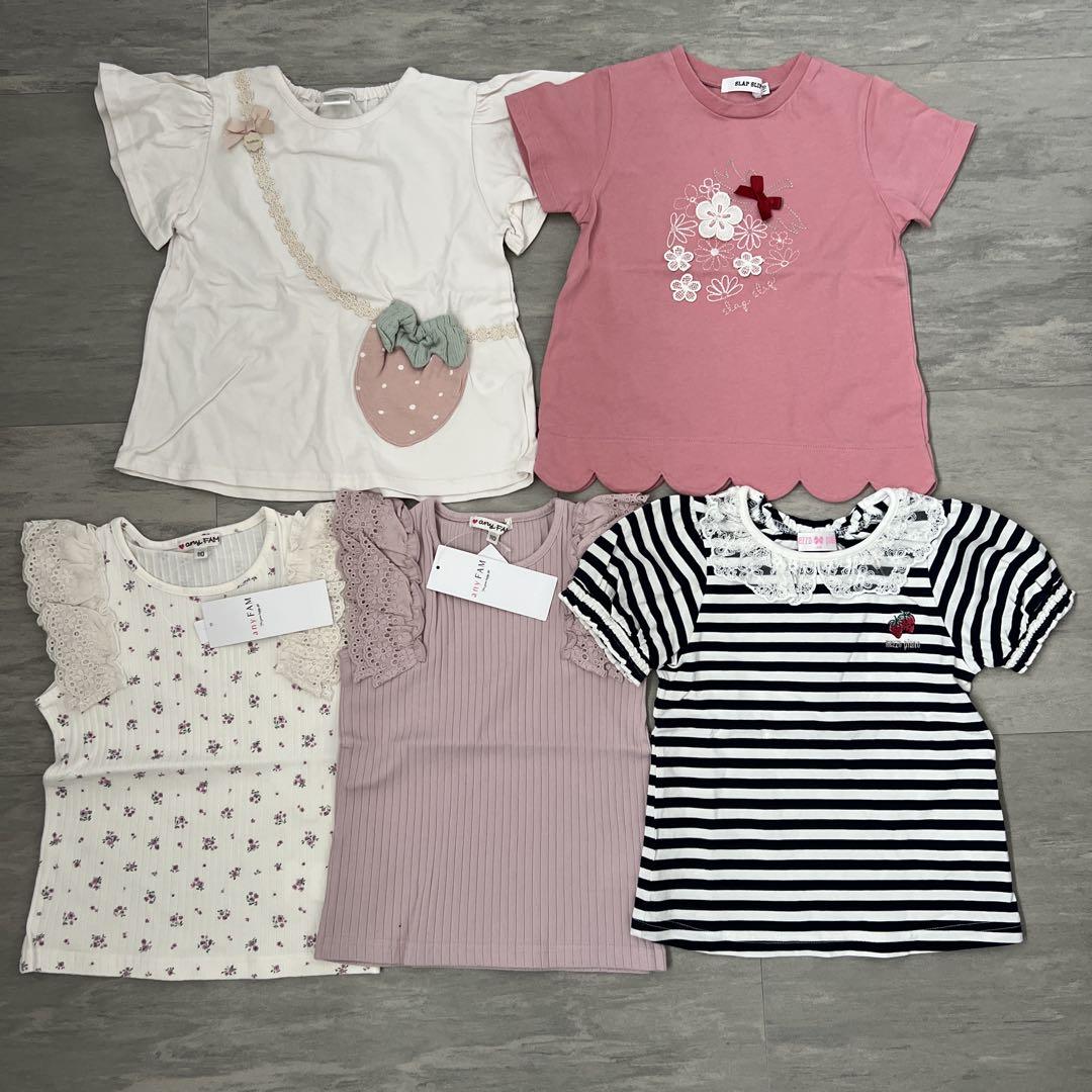 豪華 半袖 Tシャツ 夏服 女の子 新品含 まとめ売り 110cm 花柄 いちご トップス