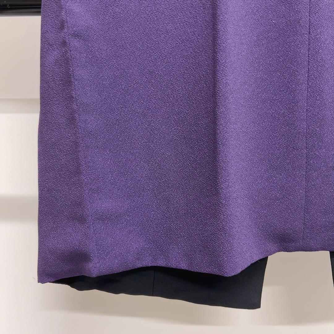 道中着　洗える着物　縮緬風　パープルカラー　着物　081tz