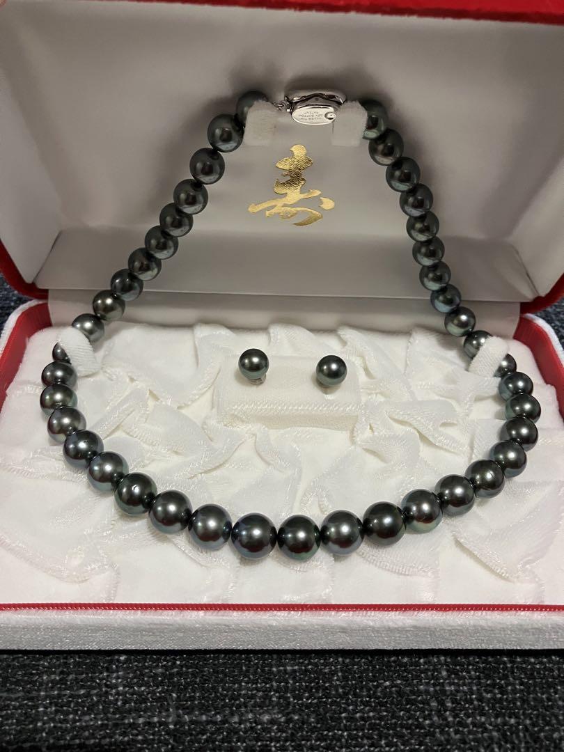 黒蝶真珠ネックレス　ピアスセット