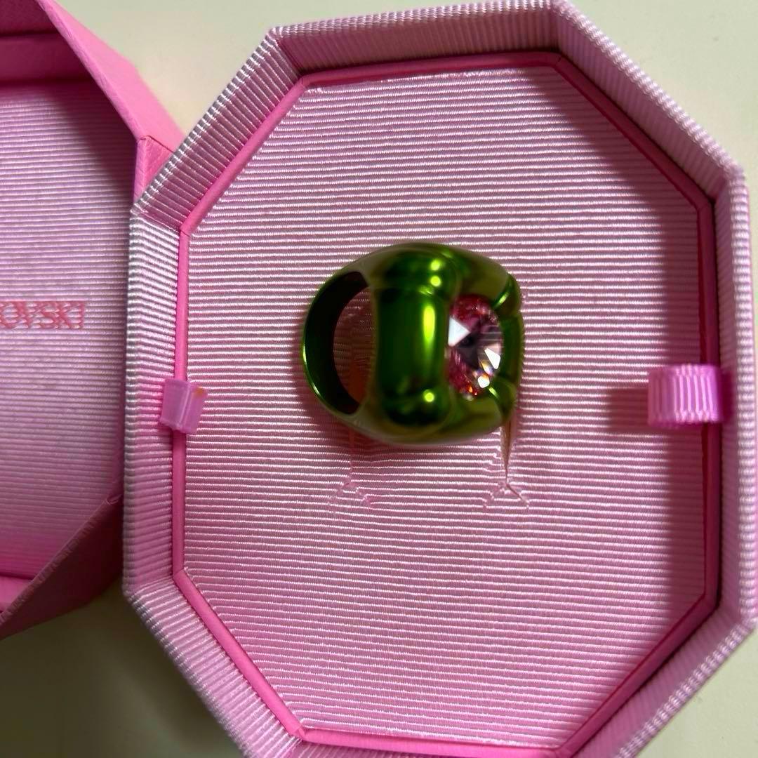 Swarovski Dulcis グリーンリング ピンククリスタル 58サイズ Swarovski Dulcis グリーンリング ピンククリスタル 58サイズ