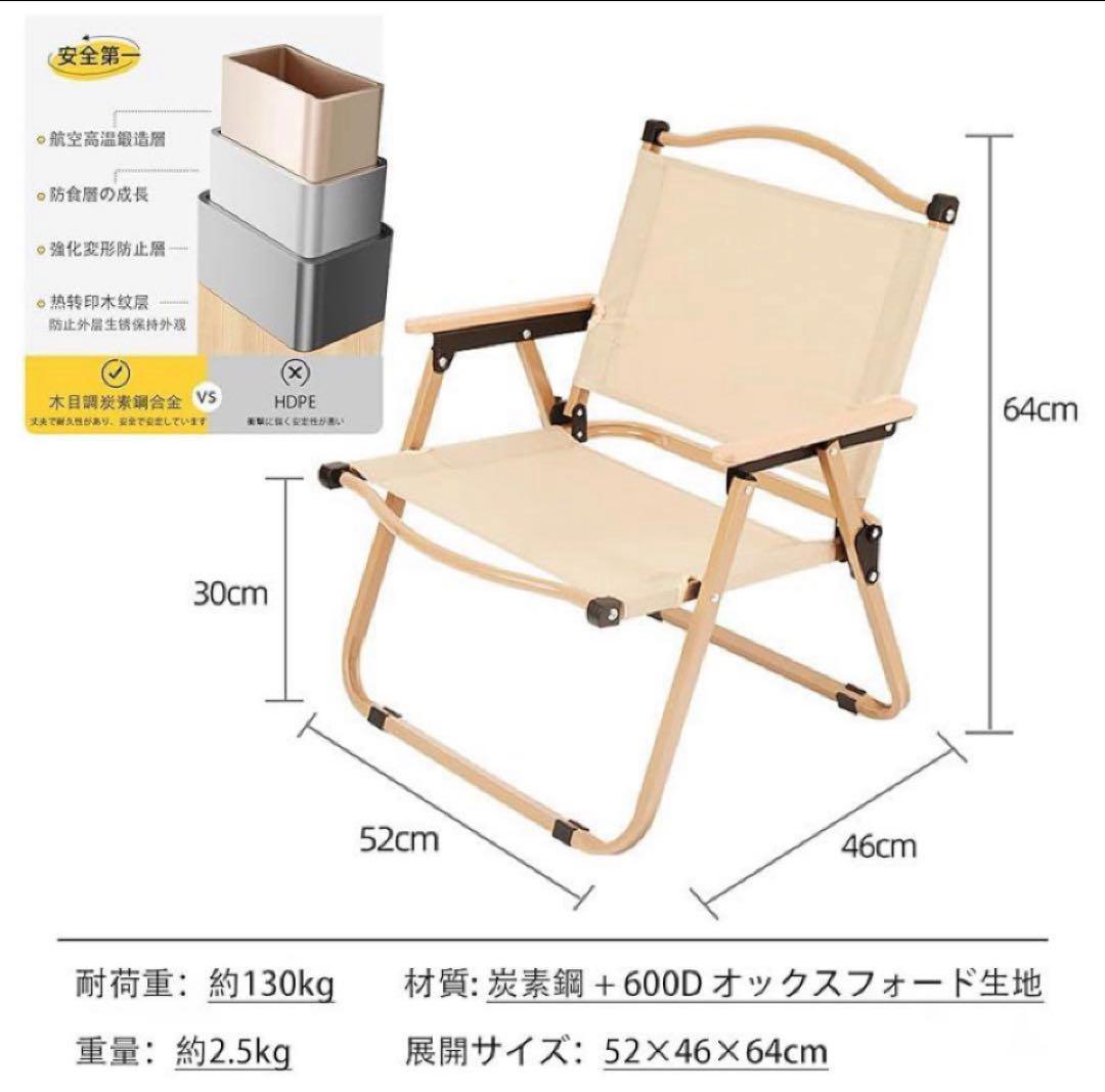 折りたたみチェア ベージュ キャンバスアウトドアに最適！軽量コンパクト２脚セット