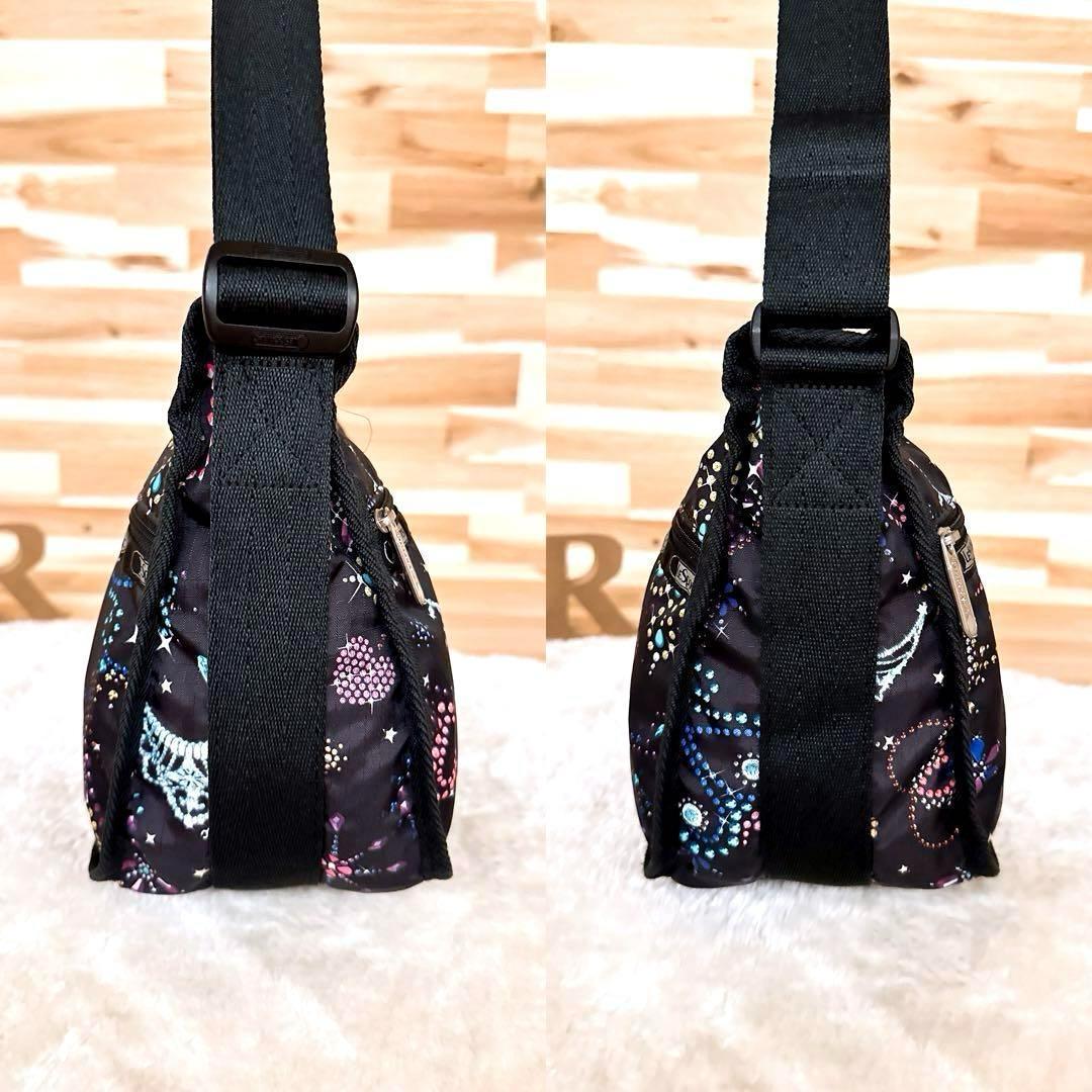 【レスポートサック】ジュエリー ハート ショルダーバッグ 宝石 星 花 黒×青 レスポートサック】ジュエリー ハート ショルダーバッグ 宝石 星