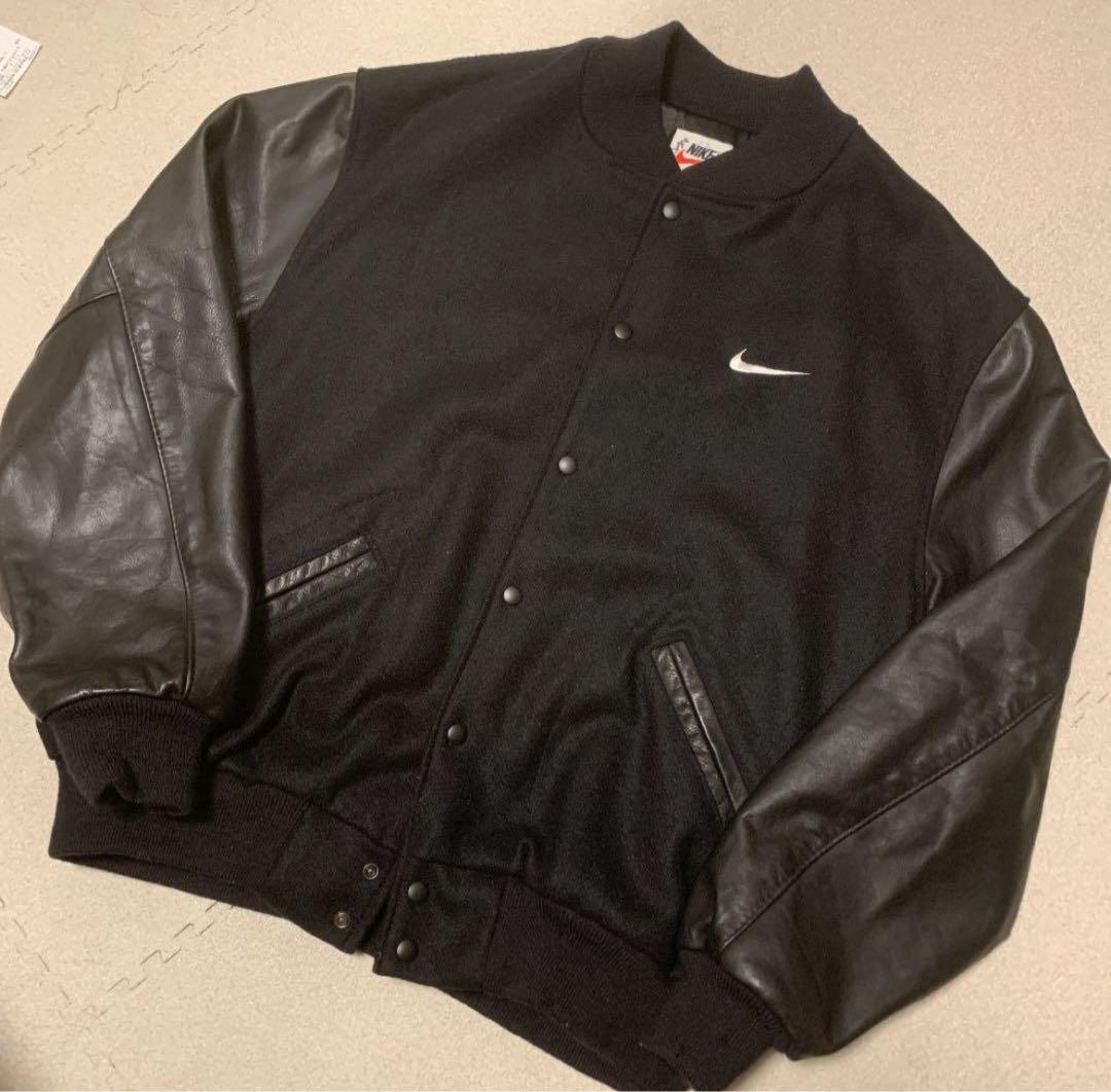 超 NIKE 90s 袖レザー スタジャン NIKE TOWN ブラック2XL 3L NIKE