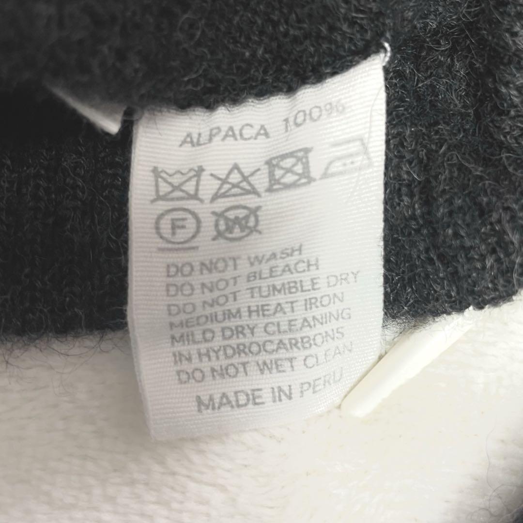 【美品】 ハンドバーク アルパカ100% 長袖ニット セーター L チャコール