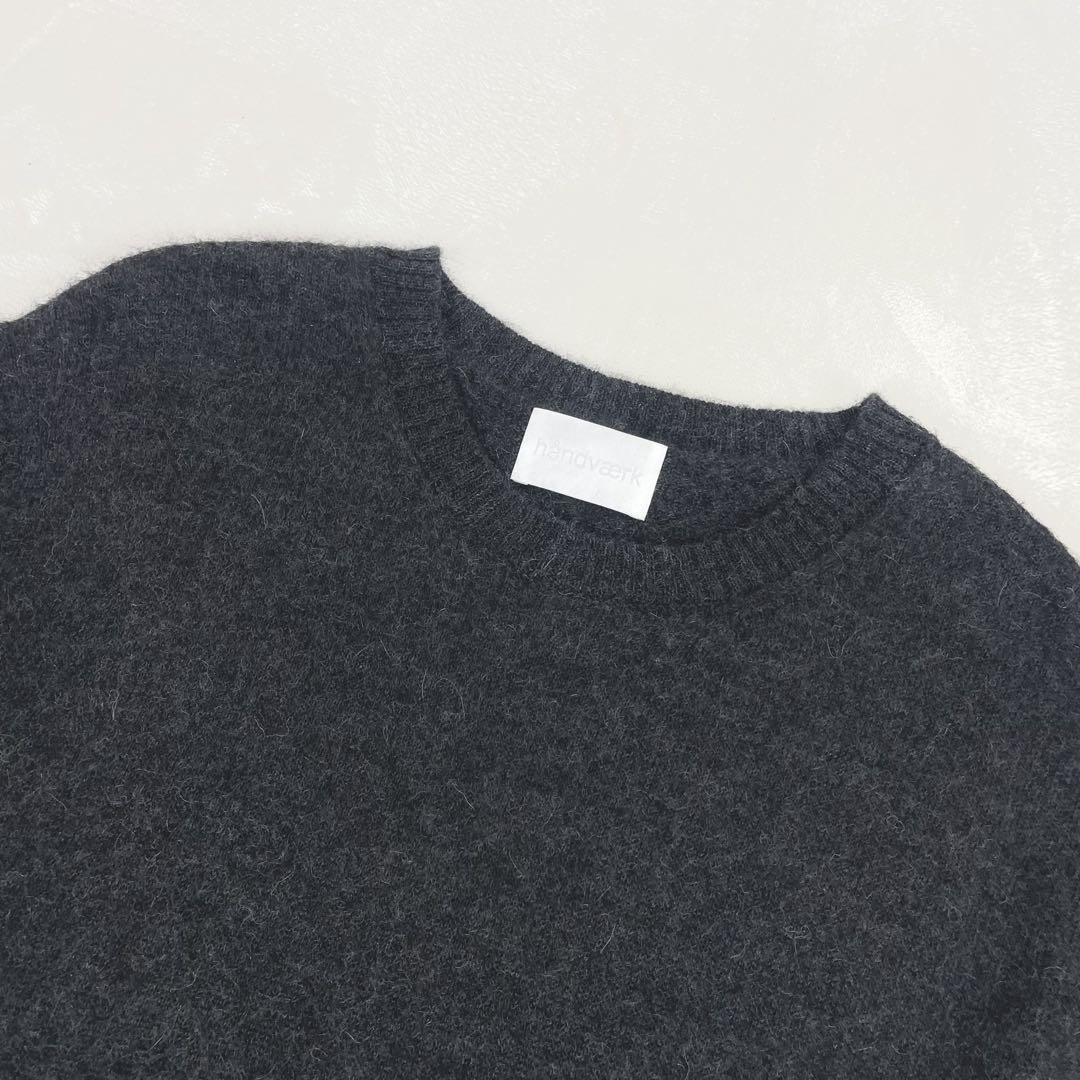 【美品】 ハンドバーク アルパカ100% 長袖ニット セーター L チャコール