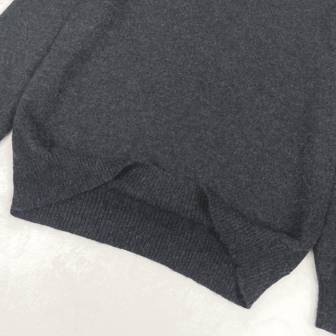 【美品】 ハンドバーク アルパカ100% 長袖ニット セーター L チャコール