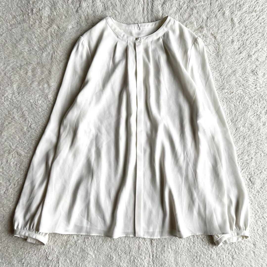 美品 23SS アナイ 2WAY バックサテンボウタイブラウス パール