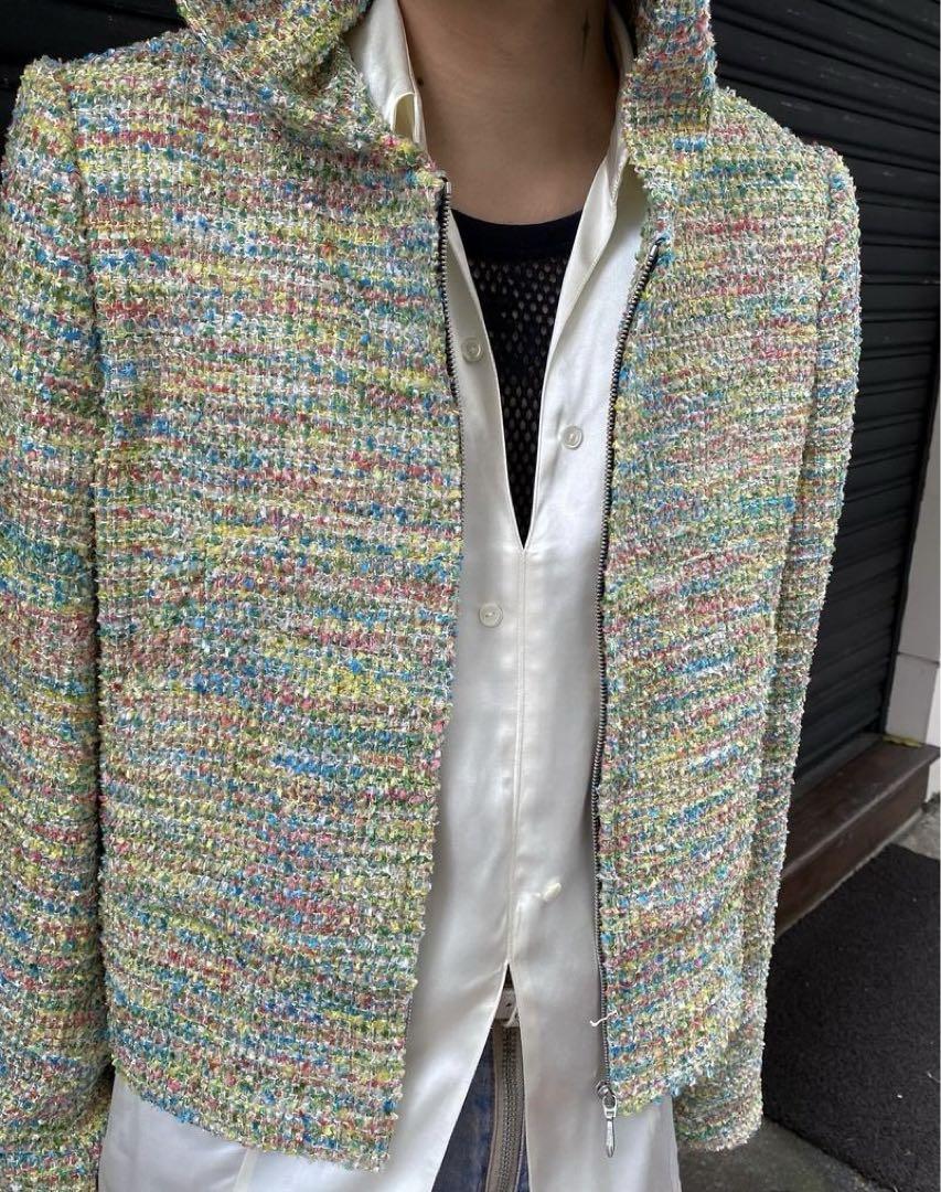 トップス CANDY TWEED ZIP-UP HOODIE 48