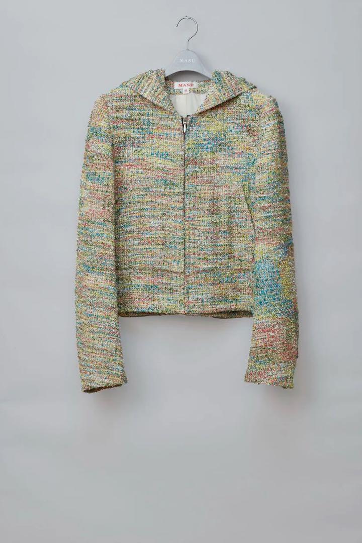 トップス CANDY TWEED ZIP-UP HOODIE 48